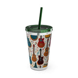 Sunsplash Musical Instruments Design 03 on Tumbler with Straw - 16oz, Perfect for Music Lovers