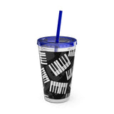 Piano Keys Design 03 on Tumbler with Straw - 16oz, Perfect for Music Lovers