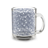 Music Notes Design 03 on Glass Mug - 10oz Coffee Cup for Music Lovers