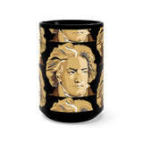 Beethoven Pattern 2 on Black Mug 15oz