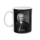 JS Bach Portrait on Ceramic Mug 11oz - Musician Gift, Coffee Cup for Music Lovers
