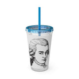 Mozart Sketch Design on Tumbler with Straw - 16oz, Perfect for Music Lovers