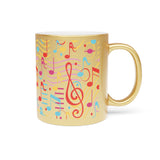 Musical Notes Design 01 on Metallic Mug (Silver / Gold) 11 oz Beautiful Design For Music Lovers