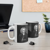 JS Bach Portrait on Ceramic Mug 11oz - Musician Gift, Coffee Cup for Music Lovers