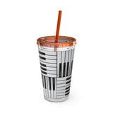 Piano Keys Design 01 on Tumbler with Straw - 16oz, Perfect for Music Lovers