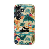 Tropical Piano Samsung Galaxy Phone Case - Floral Design for Music Lovers