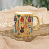 Musical Instruments Design 03 on Metallic Mug (Silver / Gold) 11 oz Beautiful Design For Music Lovers