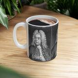 GF Handel Portrait on Ceramic Mug 11oz - Musician Gift, Coffee Cup for Music Lovers