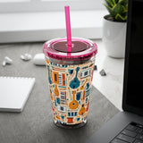 Sunsplash Musical Instruments Design 01 on Tumbler with Straw - 16oz, Perfect for Music Lovers