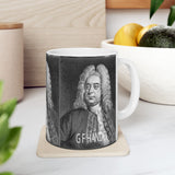 GF Handel Portrait on Ceramic Mug 11oz - Musician Gift, Coffee Cup for Music Lovers