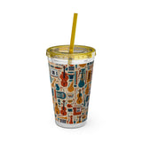 Sunsplash Musical Instruments Design 01 on Tumbler with Straw - 16oz, Perfect for Music Lovers