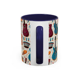 Musical Instruments Design 03 on Accent Coffee Mug - Beautiful Design for Music Lovers