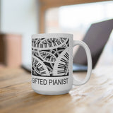 Gifted Pianist Mug 15 oz - beautiful intricate music keyboard design