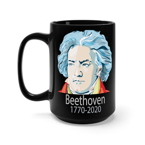 Beethoven 1770-2020 Image on Black Mug 15oz