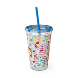 Music Notes Design 01 on Tumbler with Straw - 16oz, Perfect for Music Lovers