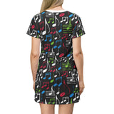 Colourful Musical instruments T-Shirt Dress (AOP) (3)