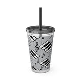 Piano Keys Design 04 on Tumbler with Straw - 16oz, Perfect for Music Lovers