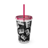 Piano Keys Design 03 on Tumbler with Straw - 16oz, Perfect for Music Lovers