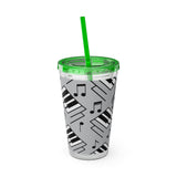 Piano Keys Design 04 on Tumbler with Straw - 16oz, Perfect for Music Lovers