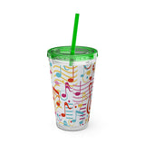Music Notes Design 01 on Tumbler with Straw - 16oz, Perfect for Music Lovers