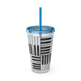 Piano Keys Design 01 on Tumbler with Straw - 16oz, Perfect for Music Lovers