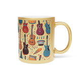 Musical Instruments Design 03 on Metallic Mug (Silver / Gold) 11 oz Beautiful Design For Music Lovers