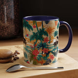 Tropical Piano Accent Coffee Mug - Vibrant Floral Design for Music Lovers