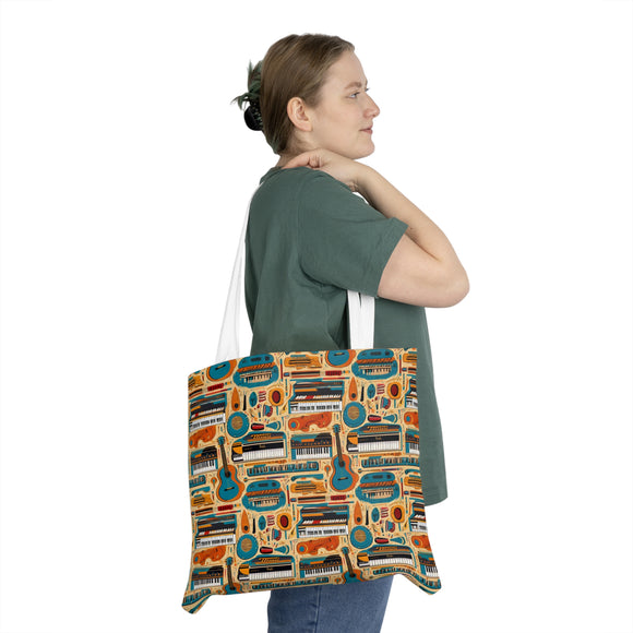 Musical Instruments Design 02 on Shoulder Tote Bag - Lovely Design For Music Lovers