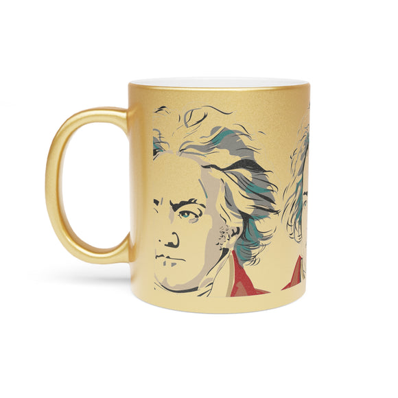 Beethoven Design 03 on Metallic Mug (Silver / Gold) 11 oz Beautiful Design For Music Lovers