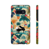 Tropical Piano Samsung Galaxy Phone Case - Floral Design for Music Lovers