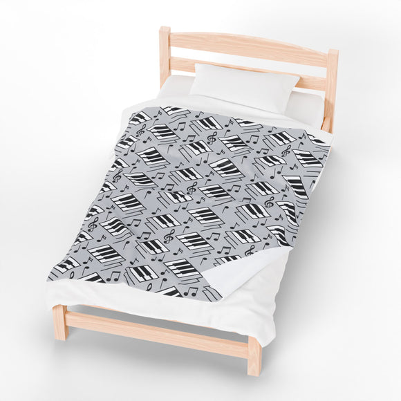 Piano Keys Design 04 on Velveteen Plush Blanket for Music Lovers