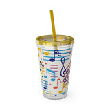 Music Notes Design 02 on Tumbler with Straw - 16oz, Perfect for Music Lovers
