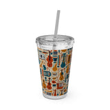 Sunsplash Musical Instruments Design 01 on Tumbler with Straw - 16oz, Perfect for Music Lovers