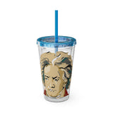 Beethoven Design 02 on Tumbler with Straw - 16oz, Perfect for Music Lovers