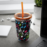 Music Notes Design 04 on Tumbler with Straw - 16oz, Perfect for Music Lovers