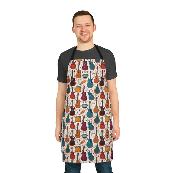 Musical Instruments Design 03 Print on Apron with 5-Color Straps | Perfect for Cooking & BBQ