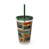 Sunsplash Musical Instruments Design 02 on Tumbler with Straw - 16oz, Perfect for Music Lovers