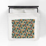 Tropical Piano Design on Velveteen Plush Blanket for Music Lovers