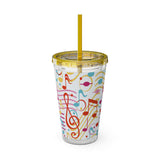 Music Notes Design 01 on Tumbler with Straw - 16oz, Perfect for Music Lovers
