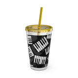 Piano Keys Design 03 on Tumbler with Straw - 16oz, Perfect for Music Lovers