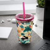 Sunsplash Tropical Piano Design 01 on Tumbler with Straw - 16oz, Perfect for Music Lovers