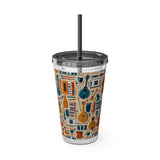 Sunsplash Musical Instruments Design 01 on Tumbler with Straw - 16oz, Perfect for Music Lovers