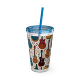Sunsplash Musical Instruments Design 03 on Tumbler with Straw - 16oz, Perfect for Music Lovers