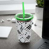 Piano Keys Design 04 on Tumbler with Straw - 16oz, Perfect for Music Lovers
