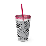 Piano Keys Design 04 on Tumbler with Straw - 16oz, Perfect for Music Lovers