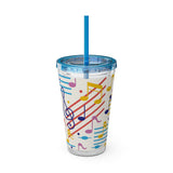 Music Notes Design 02 on Tumbler with Straw - 16oz, Perfect for Music Lovers
