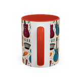 Musical Instruments Design 03 on Accent Coffee Mug - Beautiful Design for Music Lovers