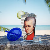 Mozart and Manuscript Design on Tumbler with Straw - 16oz, Perfect for Music Lovers