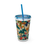 Sunsplash Tropical Piano Design 01 on Tumbler with Straw - 16oz, Perfect for Music Lovers