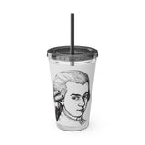 Mozart Sketch Design on Tumbler with Straw - 16oz, Perfect for Music Lovers
